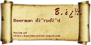 Beerman Árpád névjegykártya